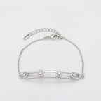Pulsera con Zirconias Brillantes Chapada en Platino Estilo Elegante