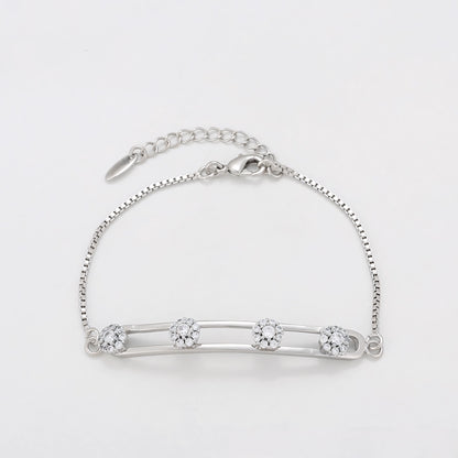 Pulsera con Zirconias Brillantes Chapada en Platino Estilo Elegante