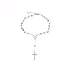 Pulsera Rosario Religiosa Chapada en Platino Estilo Clásico