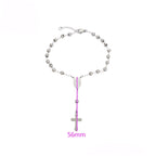 Pulsera Rosario Religiosa Chapada en Platino Estilo Clásico