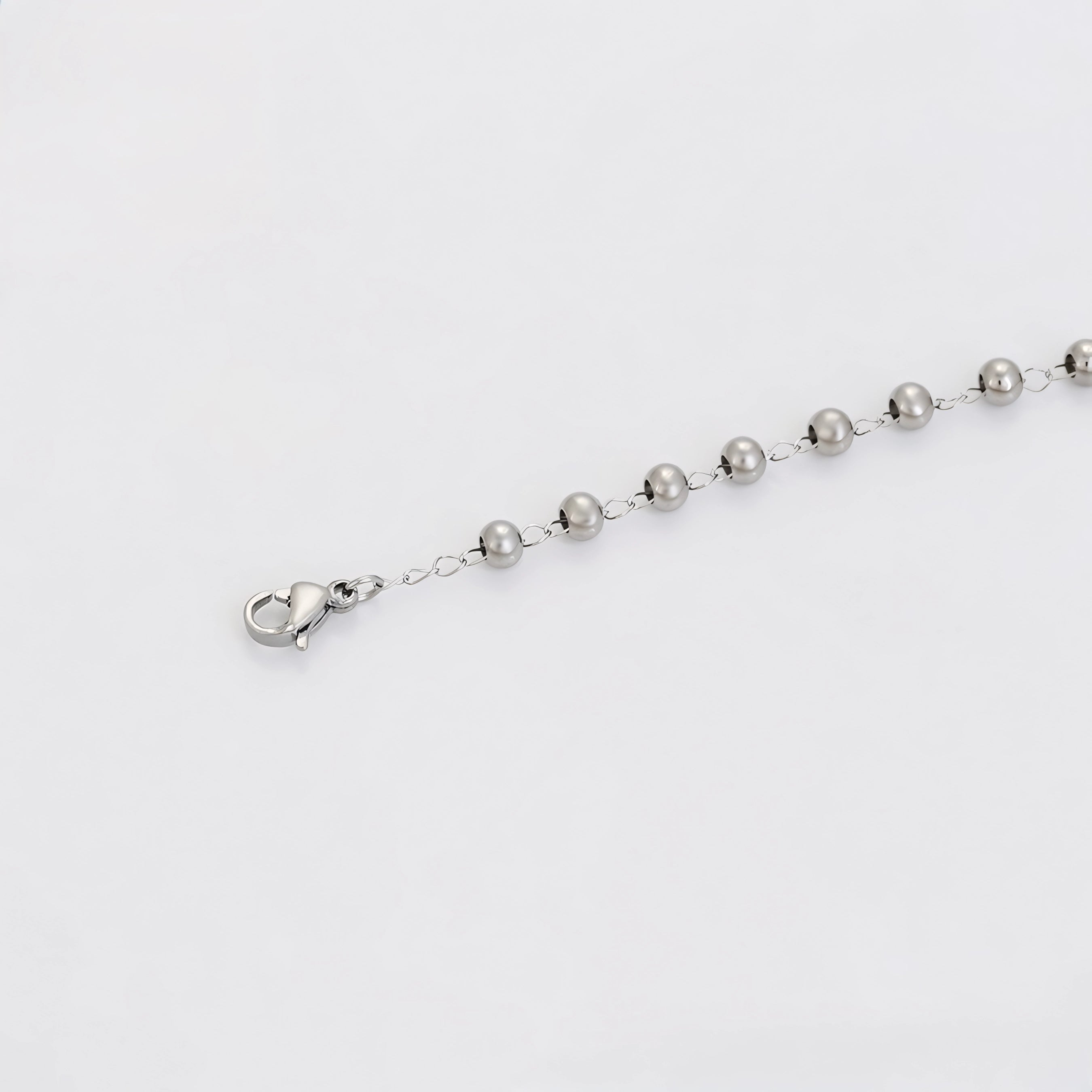 Pulsera Rosario Religiosa Chapada en Platino Estilo Clásico
