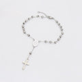 Pulsera Rosario Religiosa Chapada en Platino Estilo Clásico
