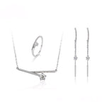 Set de Anillo Aretes y Collar Chapado en Platino con Zirconia Fina
