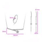 Set de Anillo Aretes y Collar Chapado en Platino con Zirconia Fina