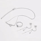 Set de Anillo Aretes y Collar Chapado en Platino con Zirconia Fina