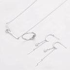 Set de Anillo Aretes y Collar Chapado en Platino con Zirconia Fina