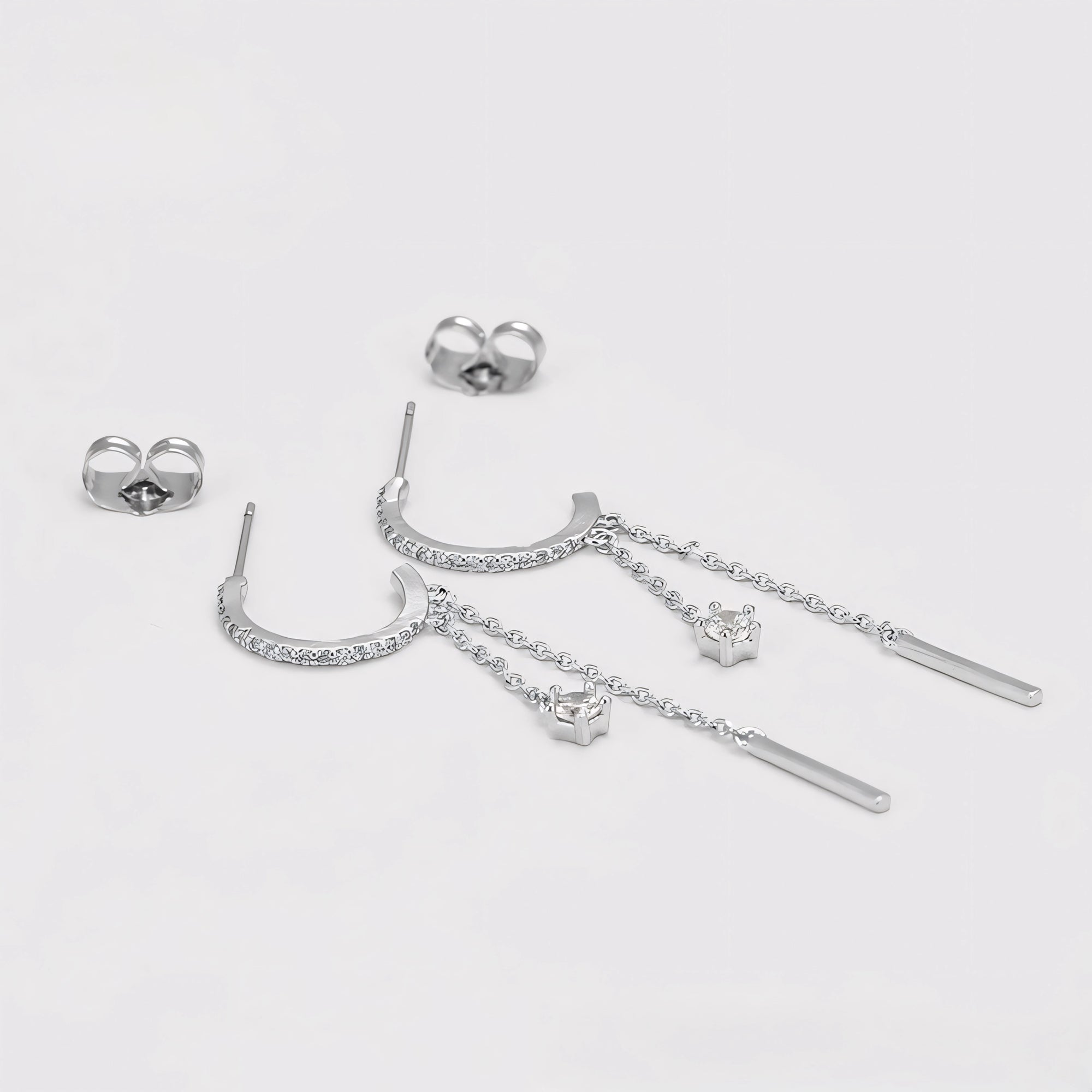 Set de Anillo Aretes y Collar Chapado en Platino con Zirconia Fina