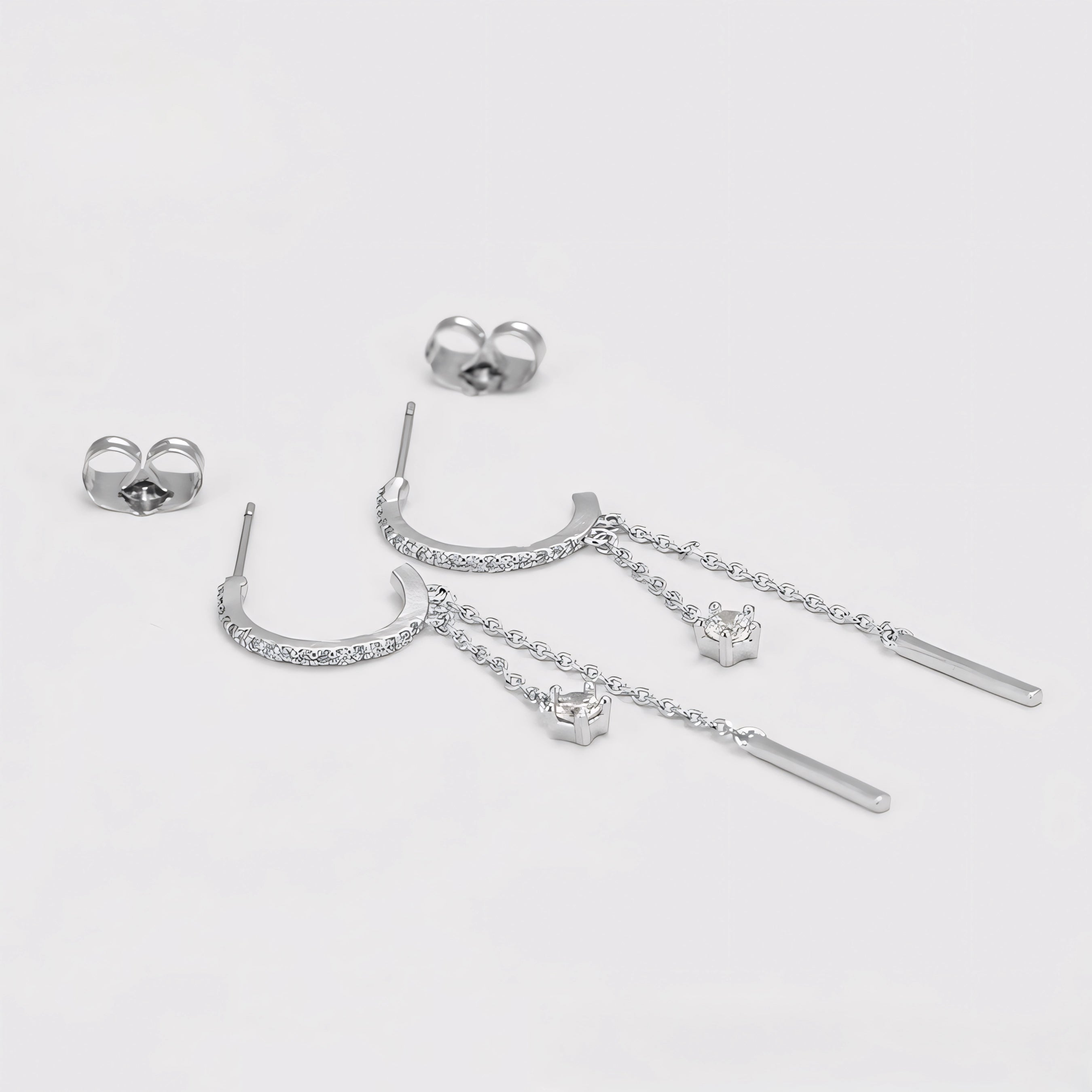 Set de Anillo Aretes y Collar Chapado en Platino con Zirconia Fina