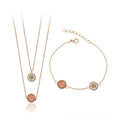 Set de Collar y Pulsera de Acero Inoxidable Oro Rosa con Zirconia