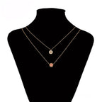 Set de Collar y Pulsera de Acero Inoxidable Oro Rosa con Zirconia