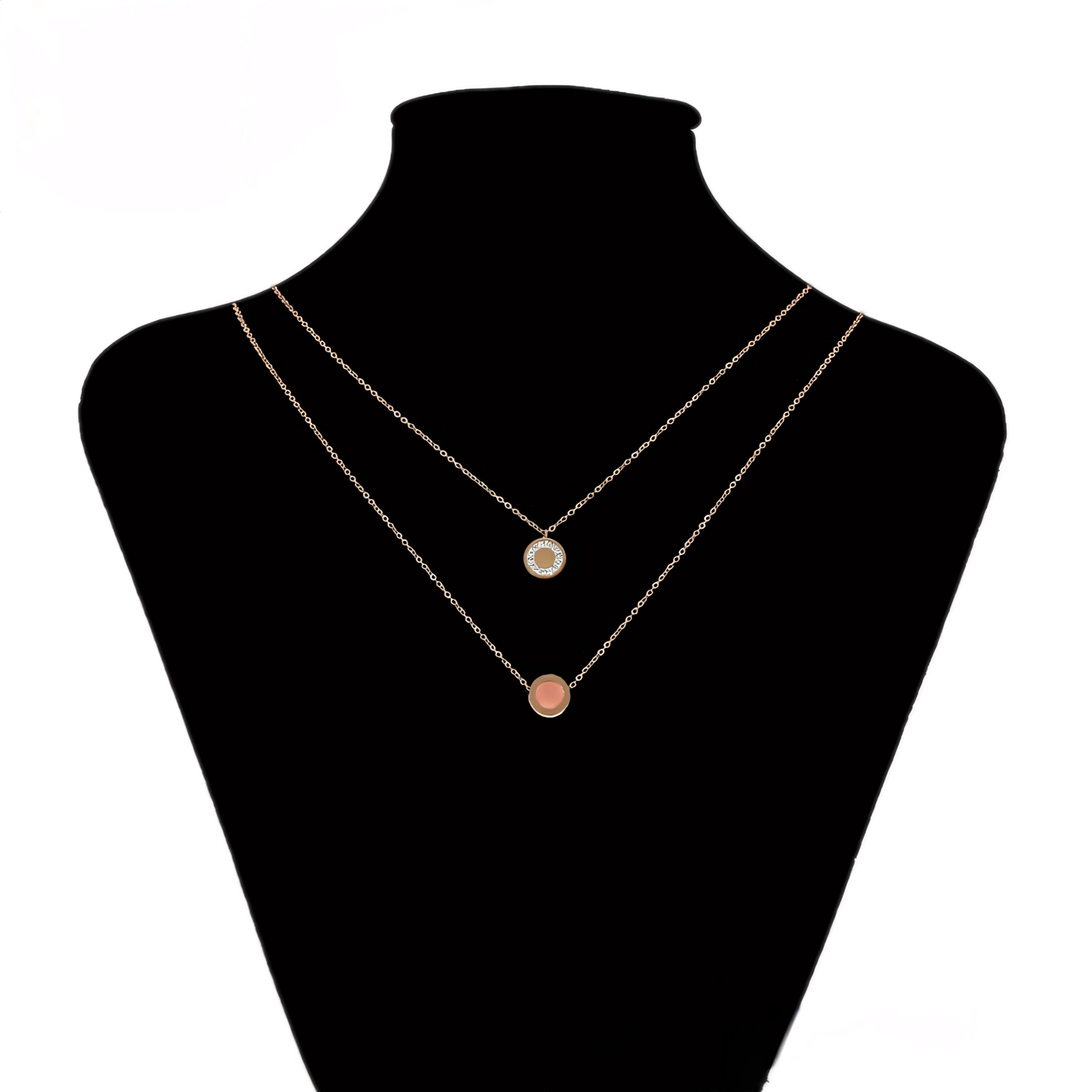 Set de Collar y Pulsera de Acero Inoxidable Oro Rosa con Zirconia