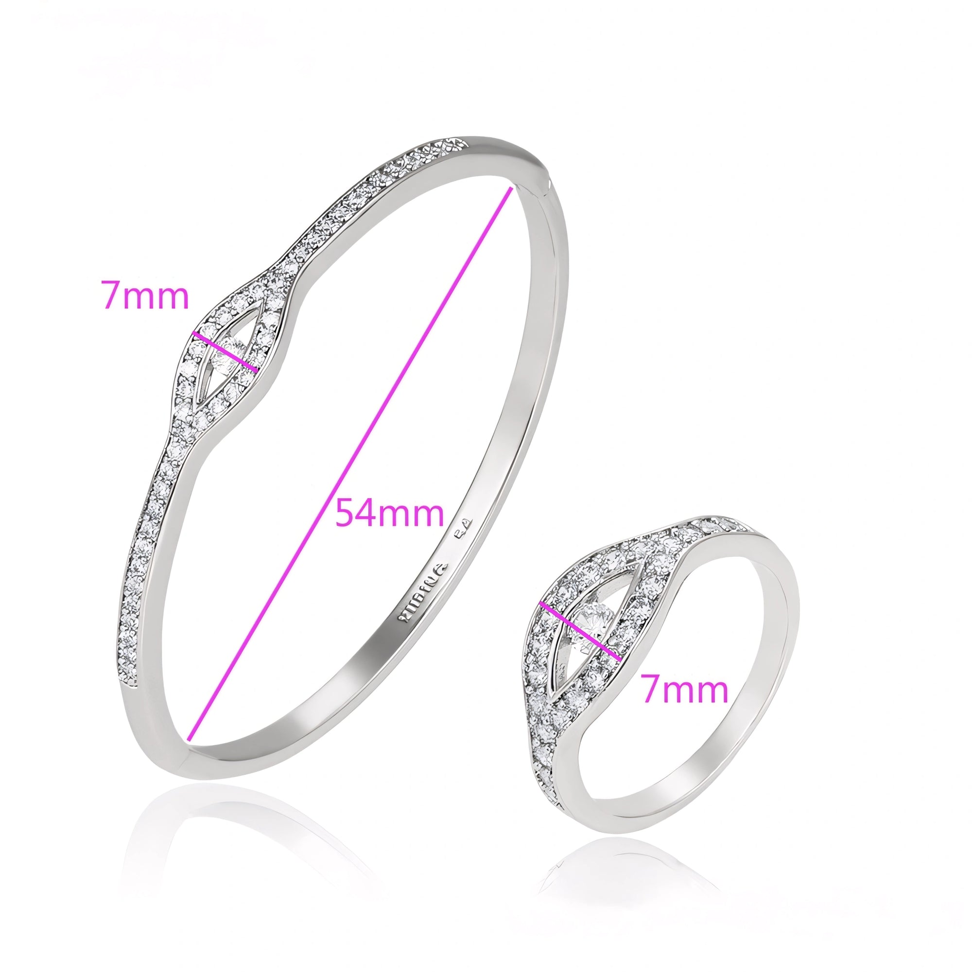 Set de Lujo Anillo Brazalete con Zirconia Incrustada