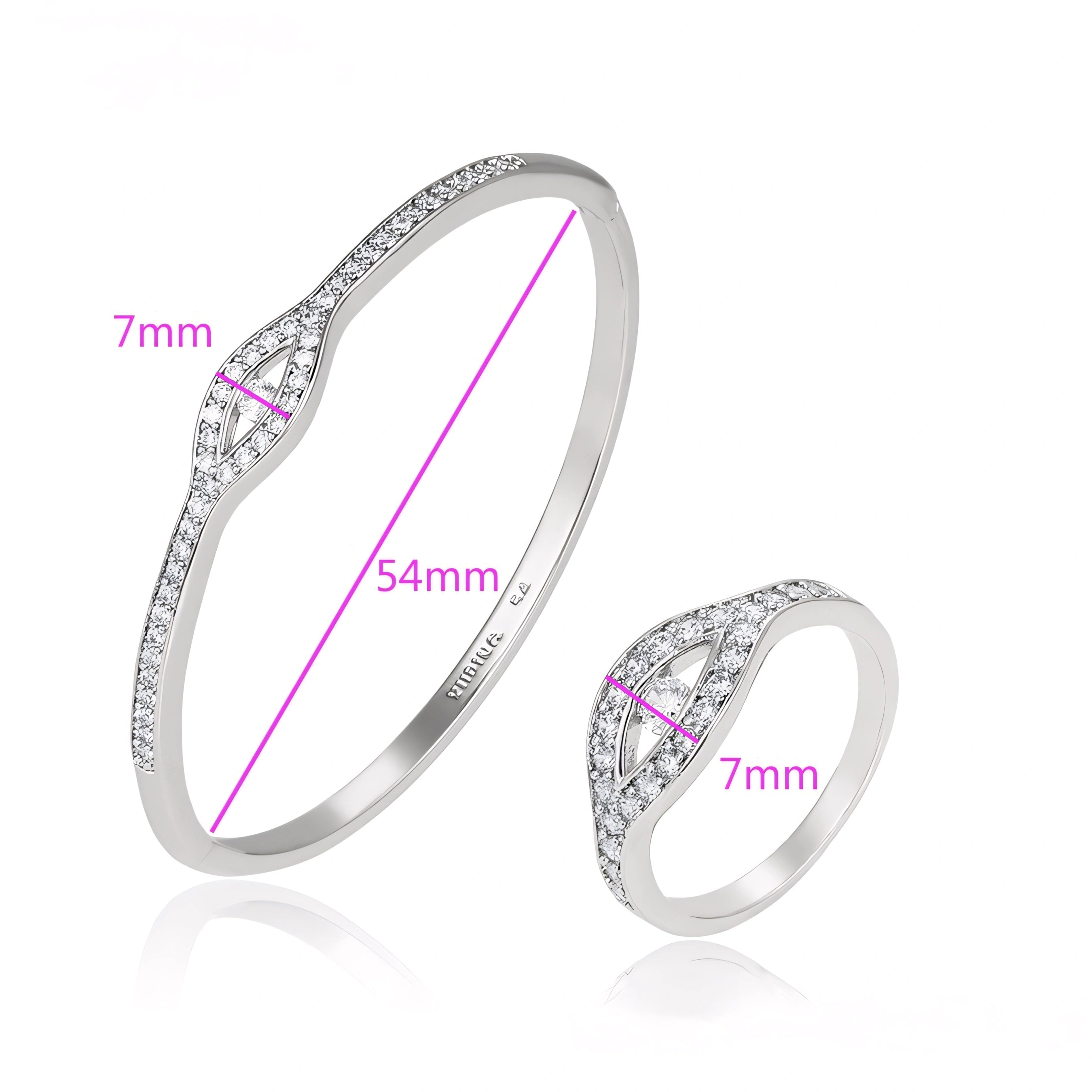 Set de Lujo Anillo Brazalete con Zirconia Incrustada