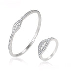 Set de Lujo Anillo Brazalete con Zirconia Incrustada