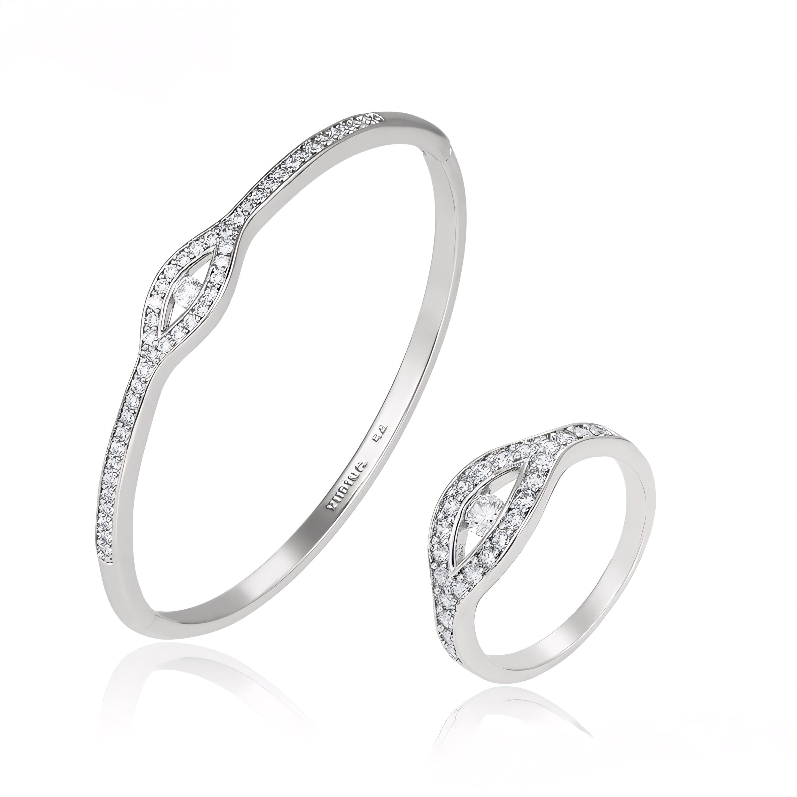 Set de Lujo Anillo Brazalete con Zirconia Incrustada